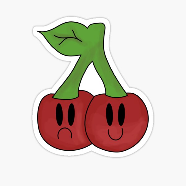 Happy and Sad Cherry Fruit Sticker