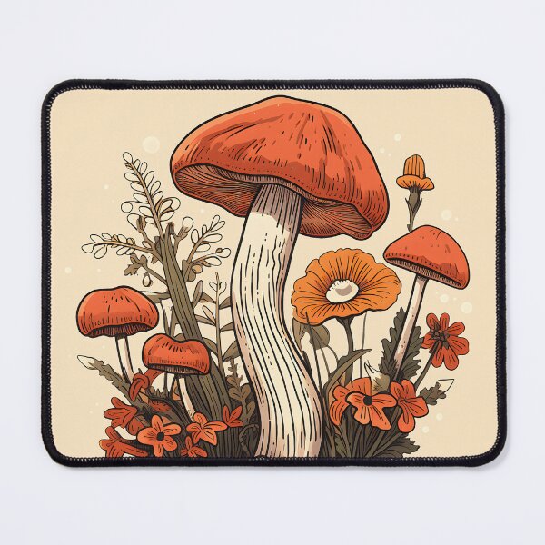 Item preview, Retro Mushrooms and Wildflowers designed and sold by Brainless Art.