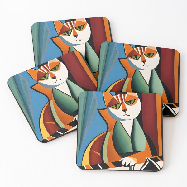 Item preview, Painted colorful retro cat designed and sold by HappyTrippy.