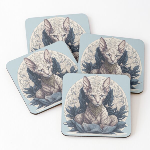 Artikelvorschau, Aquarell Sphynx Katze unter blühenden Blumen entworfen und verkauft von TortoPlusa.
