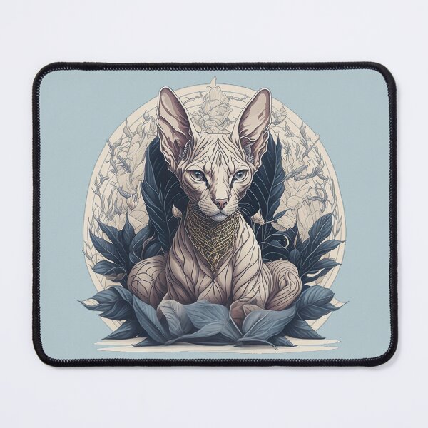 Artikelvorschau, Aquarell Sphynx Katze unter blühenden Blumen entworfen und verkauft von TortoPlusa.