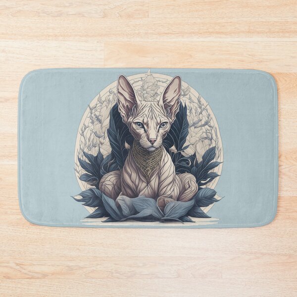 Artikelvorschau, Aquarell Sphynx Katze unter blühenden Blumen entworfen und verkauft von TortoPlusa.