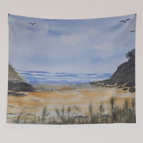 Item preview, Water color Devonshire coast line designed and sold by RockPaperArt.