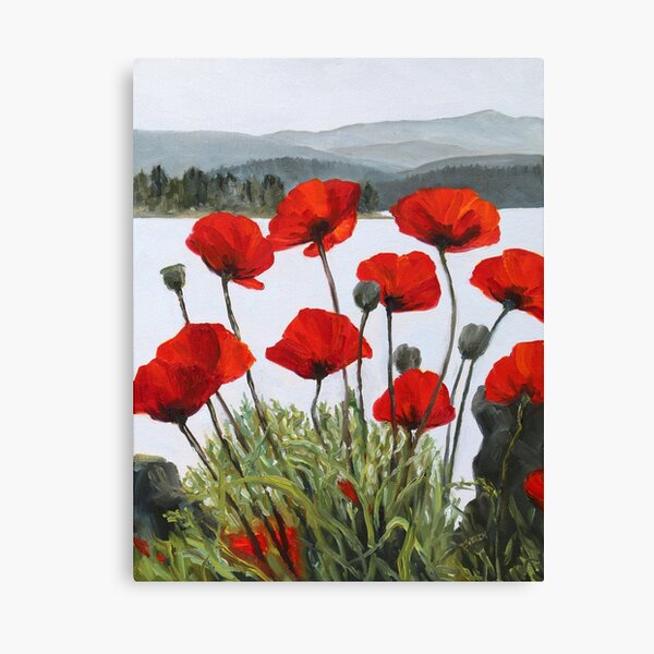 Poppies in Seaside Mist Canvas Print