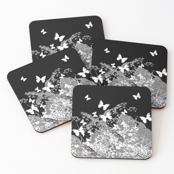 Item preview, BLACK-WHITE BUTTERFLES ABSTRACT GARDEN ART designed and sold by sharlesart.