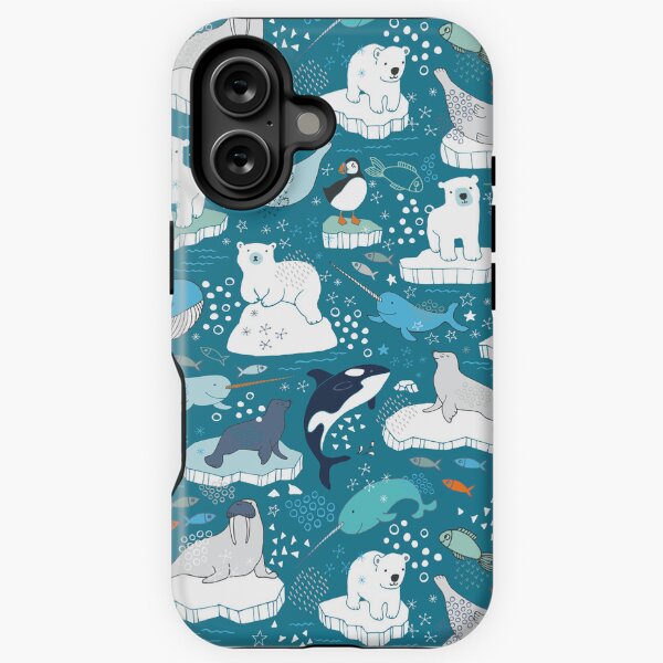 Item preview, Arctic Animal Icebergs - teal and orange - Fun Pattern by Cecca Designs designed and sold by Cecca-Designs.