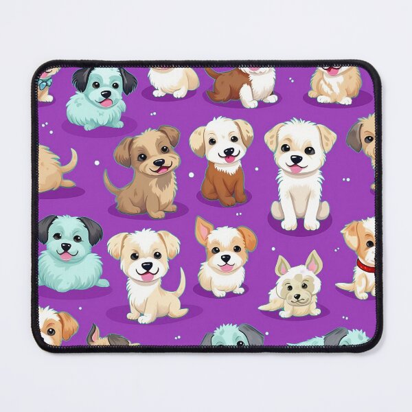 Vista previa del artículo con la obra «Cachorros lindos (fondo morado)», diseñado y vendido por GammarayPrints.