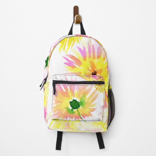 Item preview, Spider dahlias, pink and yellow dahlia watercolor painting designed and sold by AnissaF.