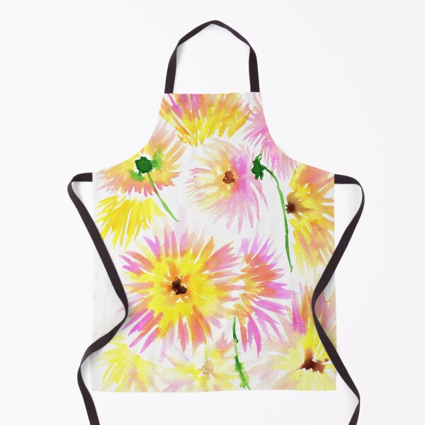 Item preview, Spider dahlias, pink and yellow dahlia watercolor painting designed and sold by AnissaF.