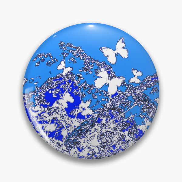 Item preview, ABSTRACT WHITE BUTTERFLIES BLUE GARDEN ART designed and sold by sharlesart.
