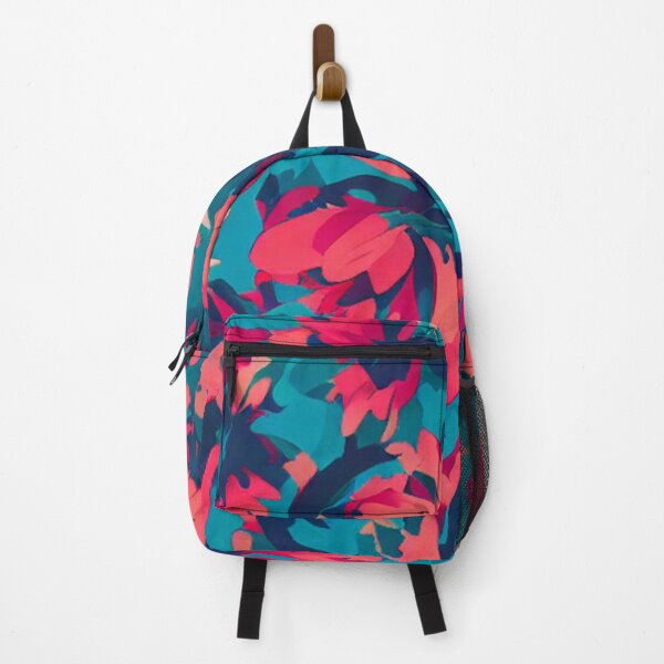 Item preview, Abstract Vivid Red Floral on Blue designed and sold by calibrit.