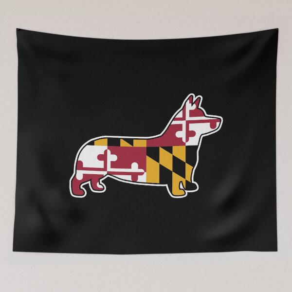 Item preview, Corgi Dog Silhouette with Maryland Flag designed and sold by Jenn Inashvili.