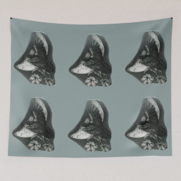 Item preview, Flying raven and flowers designed and sold by KnowingWonder.