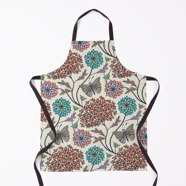 Item preview, MODERN CHINTZ Garden Floral Botanical with Butterflies Red Teal Pink Turquoise Black Gray - UnBlink Studio by Jackie Tahara designed and sold by Jackie Tahara of UnBlink Studio.