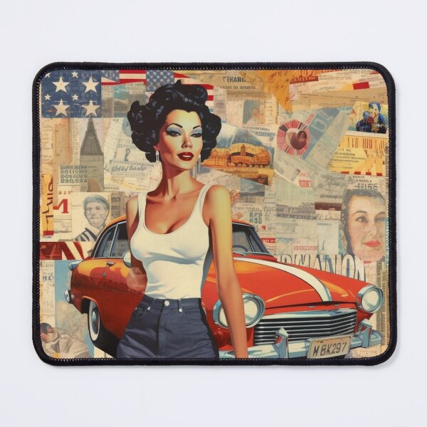 Item preview, America Retro Vintage Patchwork of Americana Pattern Collage designed and sold by BrandonArtWorld.