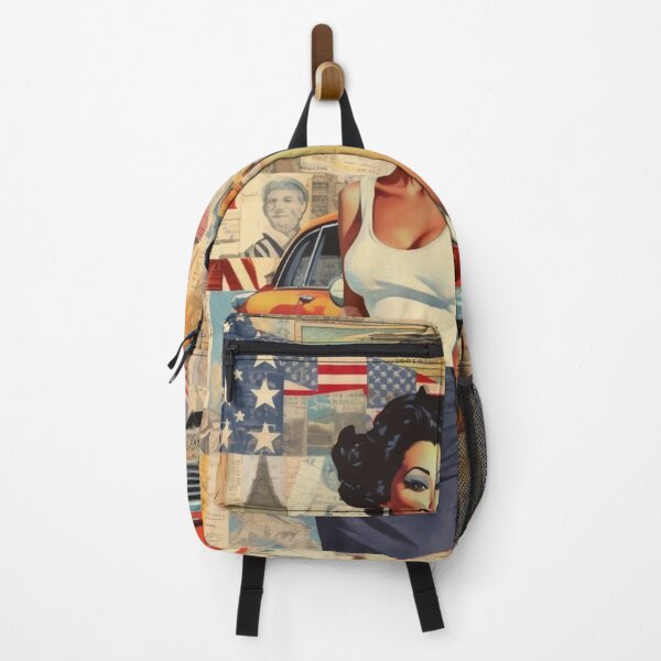 Item preview,  America Retro Vintage Patchwork of Americana Pattern Collage designed and sold by BrandonArtWorld.