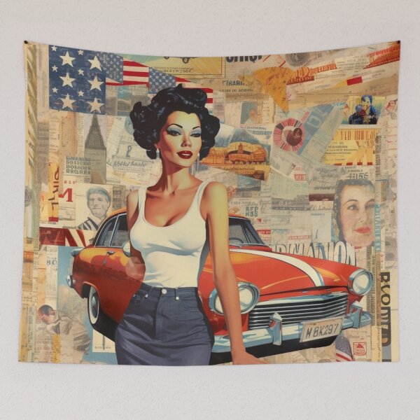 Item preview,  America Retro Vintage Patchwork of Americana Pattern Collage designed and sold by BrandonArtWorld.