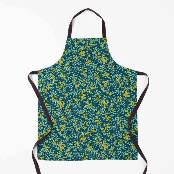 Artikelvorschau, Vintage Ditsy Floral - Tiefes Blaugrün und Gelb entworfen und verkauft von Sarah Thorpe Designs .