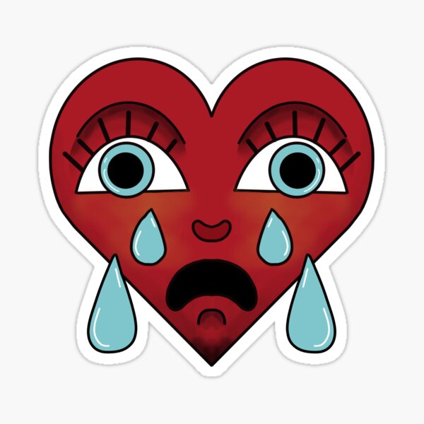 Crying Heart Tattoo Inspired | Traditional Tattoo Flash Sticker
