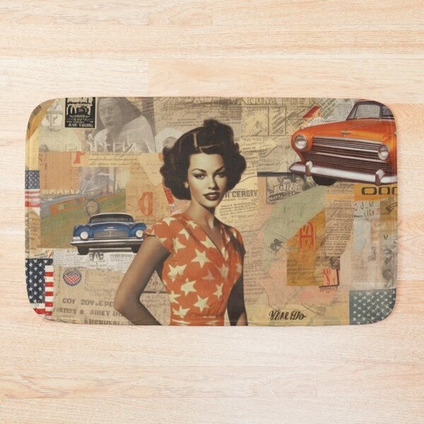 Item preview, America Retro Vintage Patchwork of Americana Pattern Collage designed and sold by BrandonArtWorld.