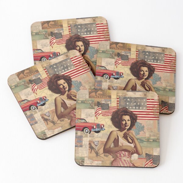 Item preview, America Retro Vintage Patchwork of Americana Pattern Collage designed and sold by BrandonArtWorld.