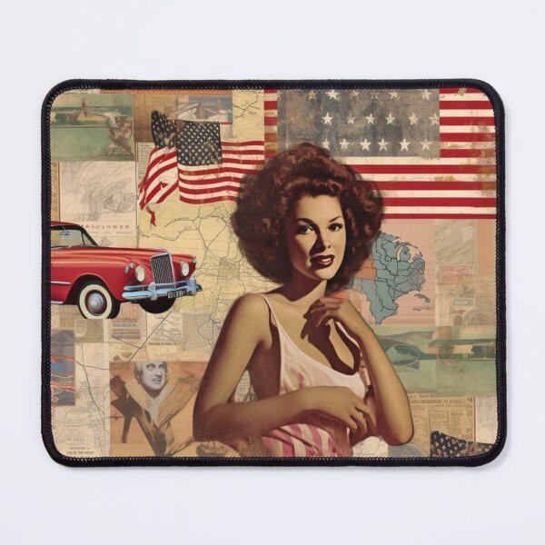 Item preview, America Retro Vintage Patchwork of Americana Pattern Collage designed and sold by BrandonArtWorld.