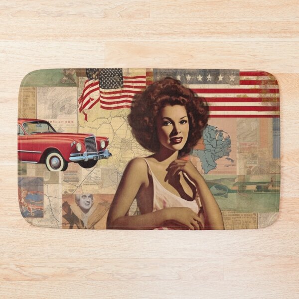 Item preview, America Retro Vintage Patchwork of Americana Pattern Collage designed and sold by BrandonArtWorld.