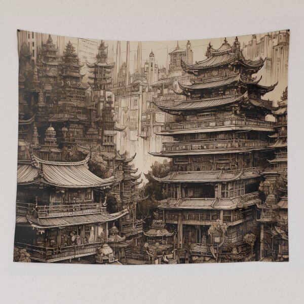 Item preview, Japanese Fantasy City Shrine designed and sold by entwithanaxe.