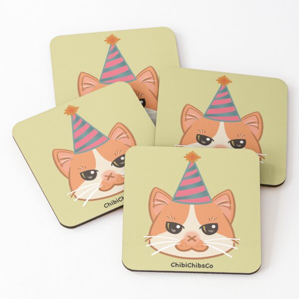 Item preview, Happy Birthday Cat - Happy Purthday Chib designed and sold by ChibiChibsCo.
