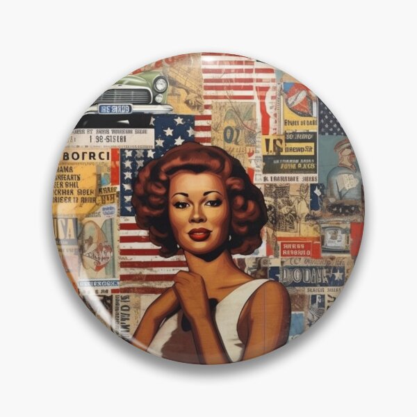 Item preview,  America Retro Vintage Patchwork of Americana Pattern Collage designed and sold by BrandonArtWorld.