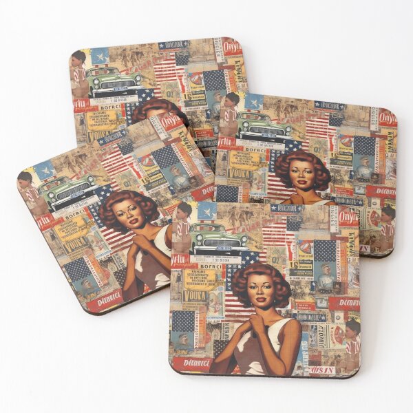 Item preview,  America Retro Vintage Patchwork of Americana Pattern Collage designed and sold by BrandonArtWorld.