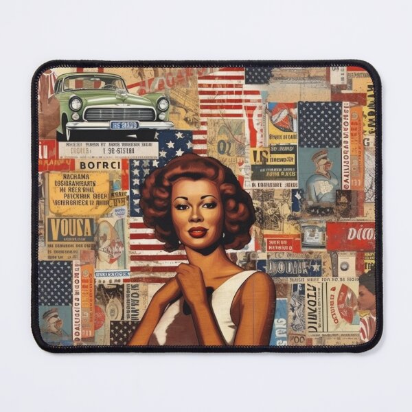 Item preview, America Retro Vintage Patchwork of Americana Pattern Collage designed and sold by BrandonArtWorld.