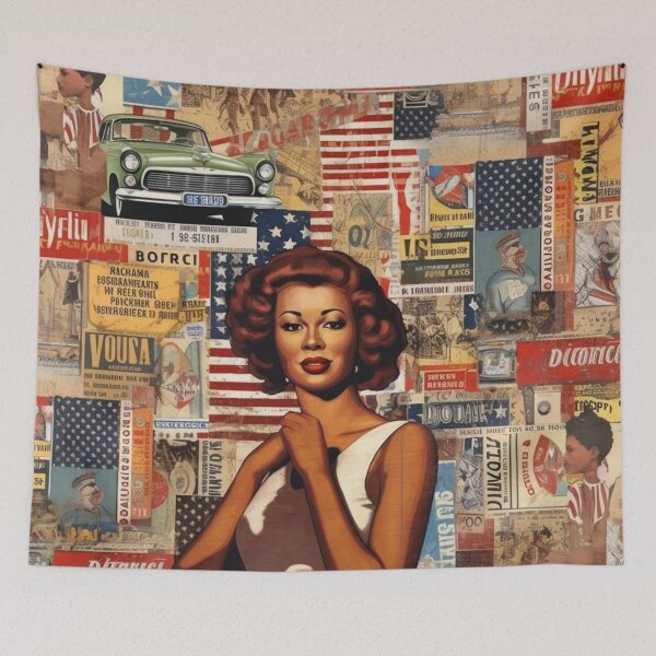 Item preview,  America Retro Vintage Patchwork of Americana Pattern Collage designed and sold by BrandonArtWorld.