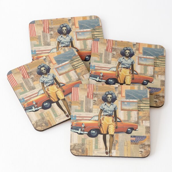 Item preview,   America Retro Vintage Patchwork of Americana Pattern Collage designed and sold by BrandonArtWorld.