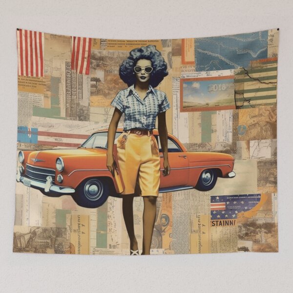Item preview,   America Retro Vintage Patchwork of Americana Pattern Collage designed and sold by BrandonArtWorld.