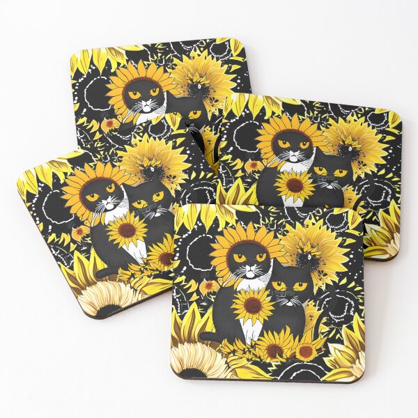 Item preview, Two Crazy Black Cats in Sunflowers designed and sold by purplesensation.