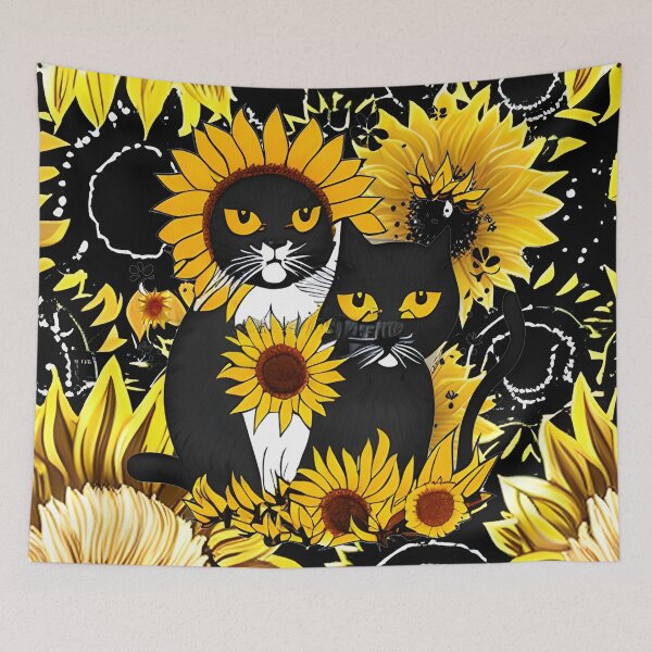 Item preview, Two Crazy Black Cats in Sunflowers designed and sold by purplesensation.