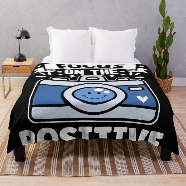 Item preview, Focus On the Positive | Positive Affirmation Cute Blue Camera - Black designed and sold by PearlMoonGrapes.
