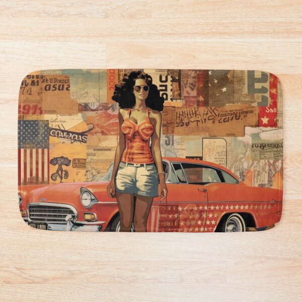 Item preview,  America Retro Vintage Patchwork of Americana Pattern Collage designed and sold by BrandonArtWorld.