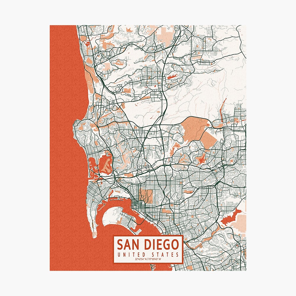 deificusArt San Diego California Skyline Map Art T-Shirt