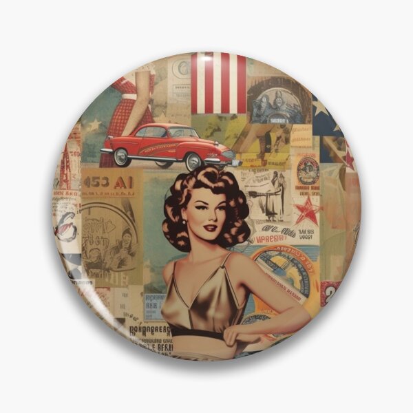 Item preview,  America Retro Vintage Patchwork of Americana Pattern Collage designed and sold by BrandonArtWorld.
