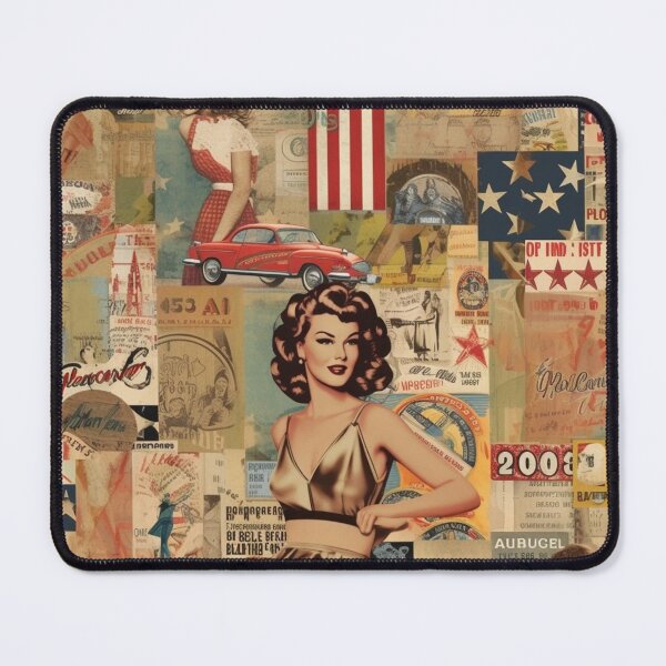 Item preview,  America Retro Vintage Patchwork of Americana Pattern Collage designed and sold by BrandonArtWorld.