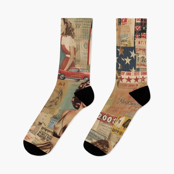 Item preview,  America Retro Vintage Patchwork of Americana Pattern Collage designed and sold by BrandonArtWorld.