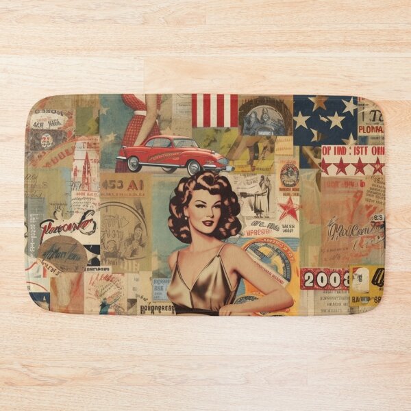 Item preview,  America Retro Vintage Patchwork of Americana Pattern Collage designed and sold by BrandonArtWorld.