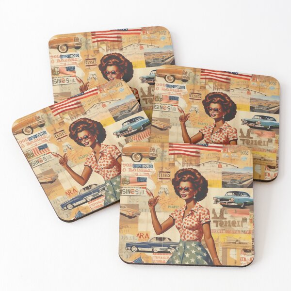 Item preview,  America Retro Vintage Patchwork of Americana Pattern Collage designed and sold by BrandonArtWorld.