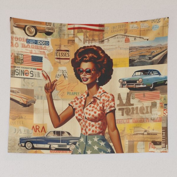 Item preview,  America Retro Vintage Patchwork of Americana Pattern Collage designed and sold by BrandonArtWorld.