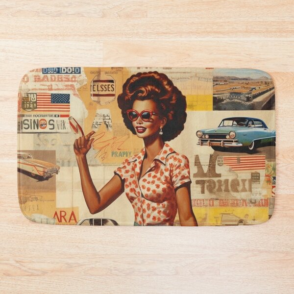 Item preview,  America Retro Vintage Patchwork of Americana Pattern Collage designed and sold by BrandonArtWorld.