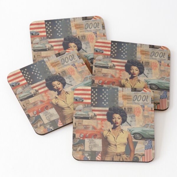 Item preview,  America Retro Vintage Patchwork of Americana Pattern Collage designed and sold by BrandonArtWorld.