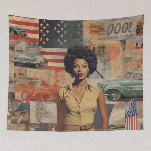 Item preview,  America Retro Vintage Patchwork of Americana Pattern Collage designed and sold by BrandonArtWorld.