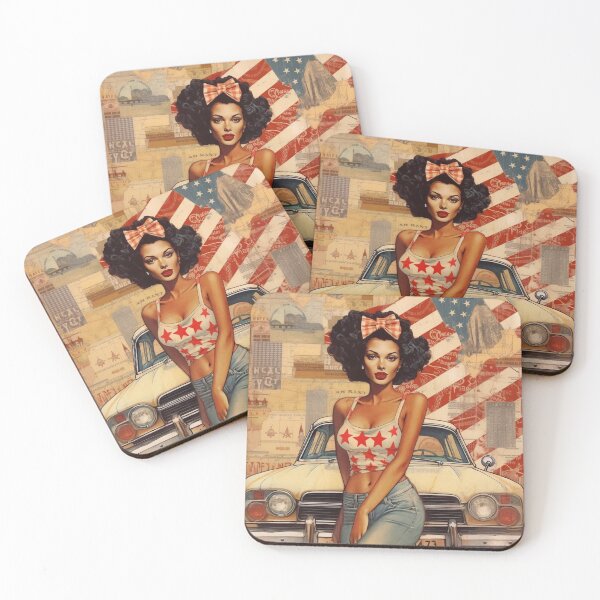 Item preview, America Retro Vintage Patchwork of Americana Pattern Collage designed and sold by BrandonArtWorld.